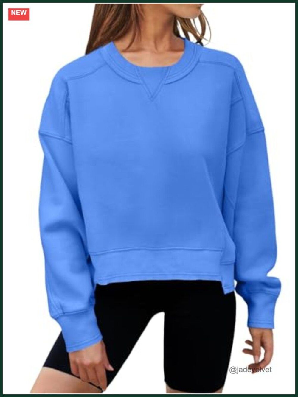 Cropped Fleece Pullover Sweatshirt for Women Oversized Crew Neck